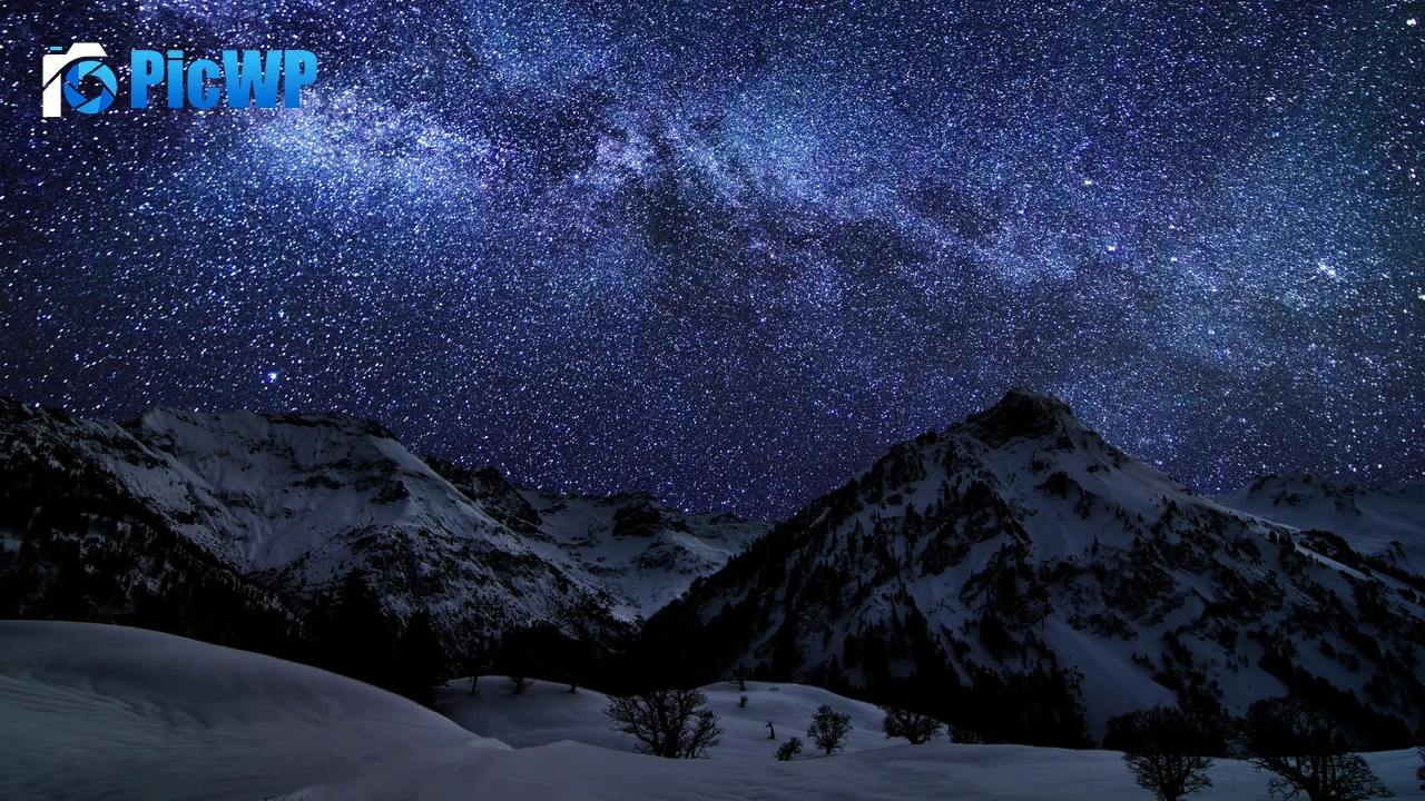 Glacier mountains Milky Way 4K PC Wallpaper
