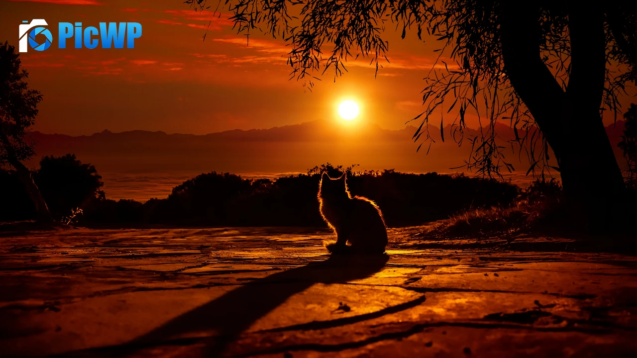 Cat Silhouette 4K PC Wallpaper