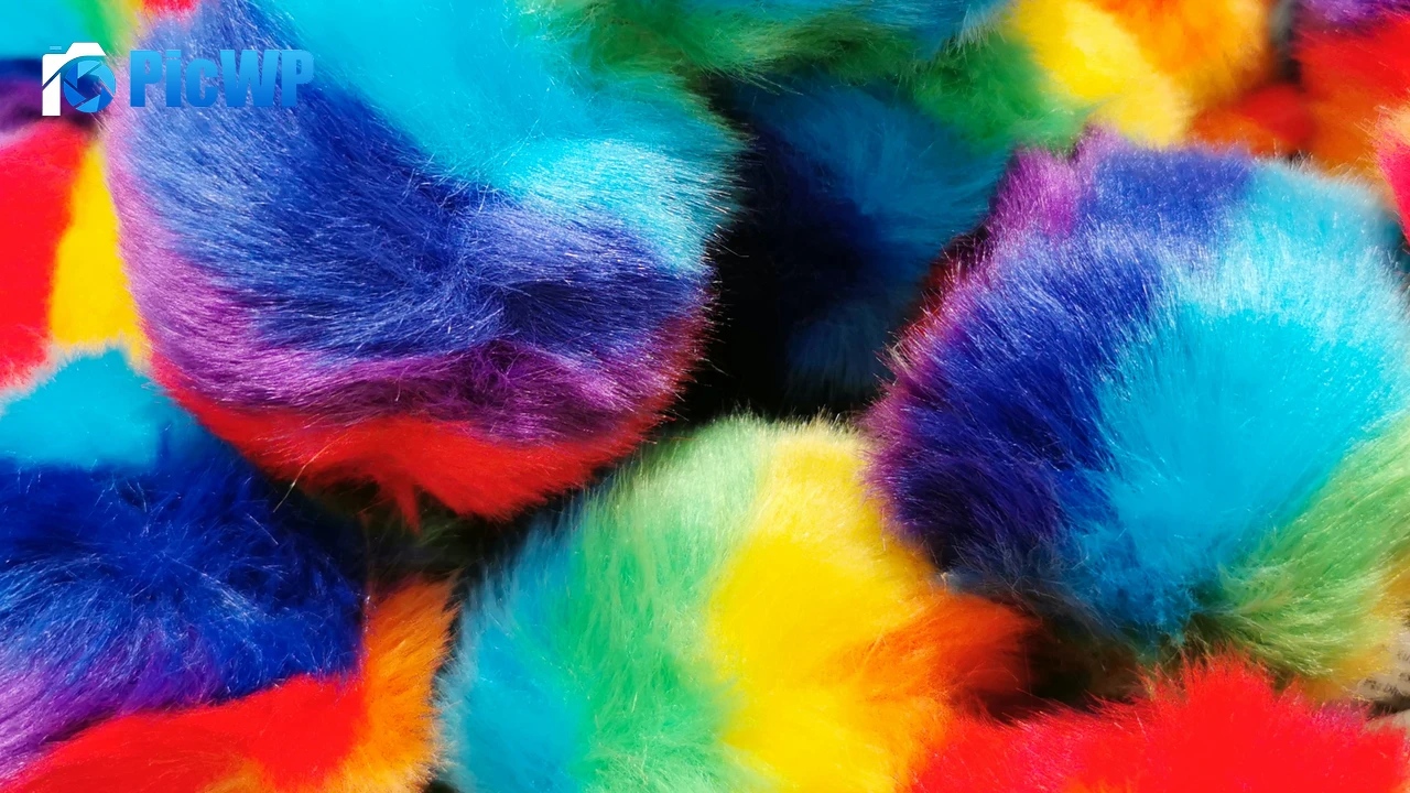 Faux Fur Pom Pom Balls Multicolor 4K PC Wallpaper