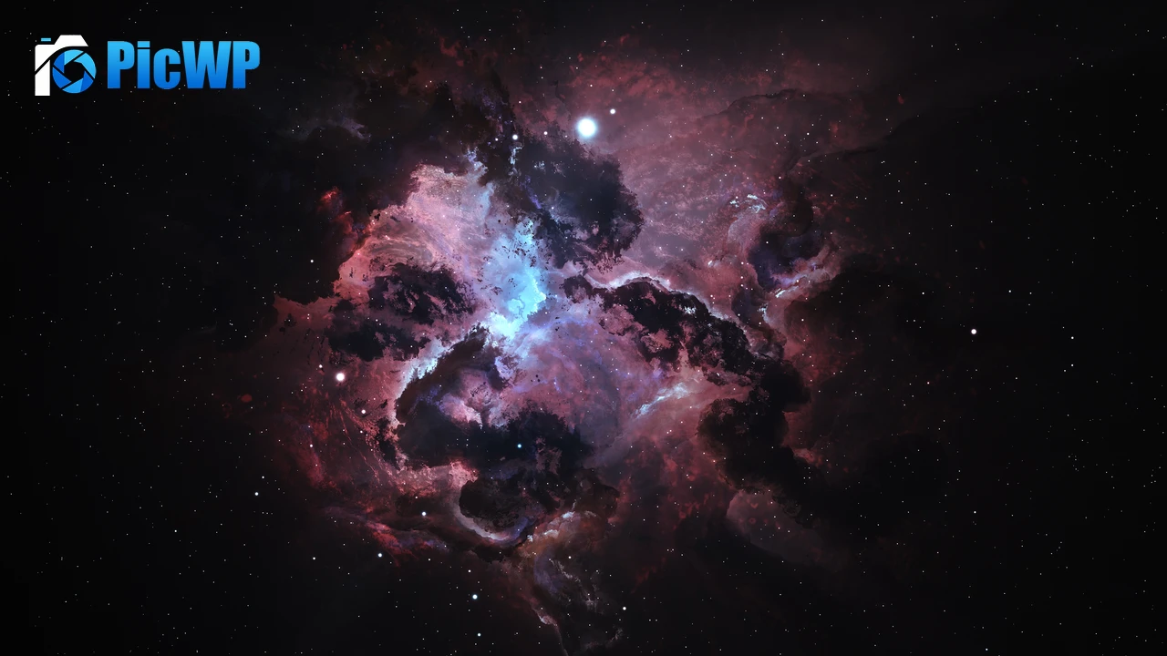 Atlantis Nexus Nebula Black background 4K PC Wallpaper