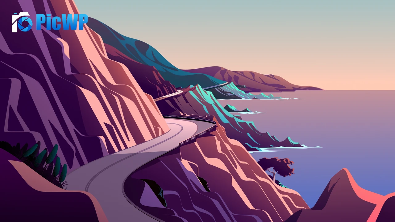 Coastline Mountain pass 4K PC Wallpaper
