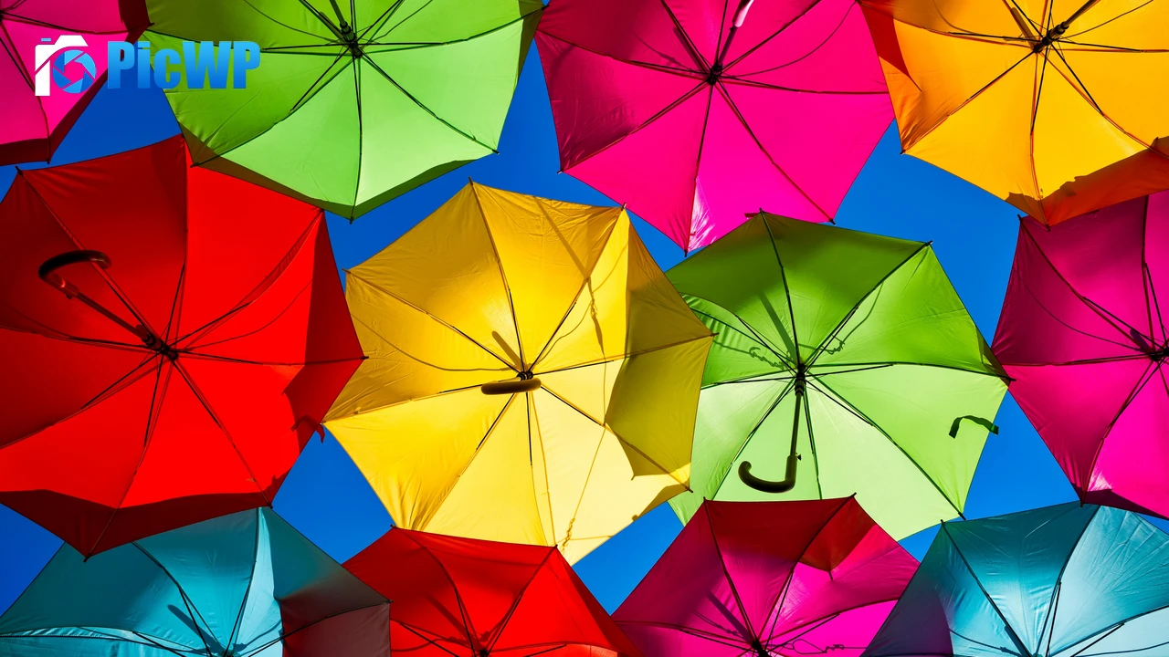 Umbrellas Street festival 4K PC Wallpaper