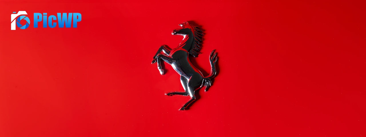 Ferrari logo Black prancing horse 4K Wide Wallpaper