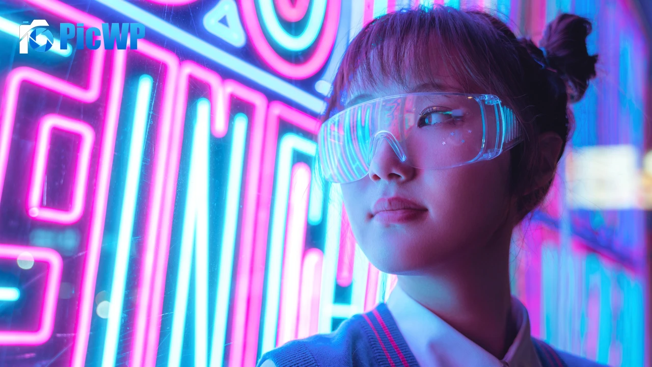 Girl Neon Lights 4K PC Wallpaper
