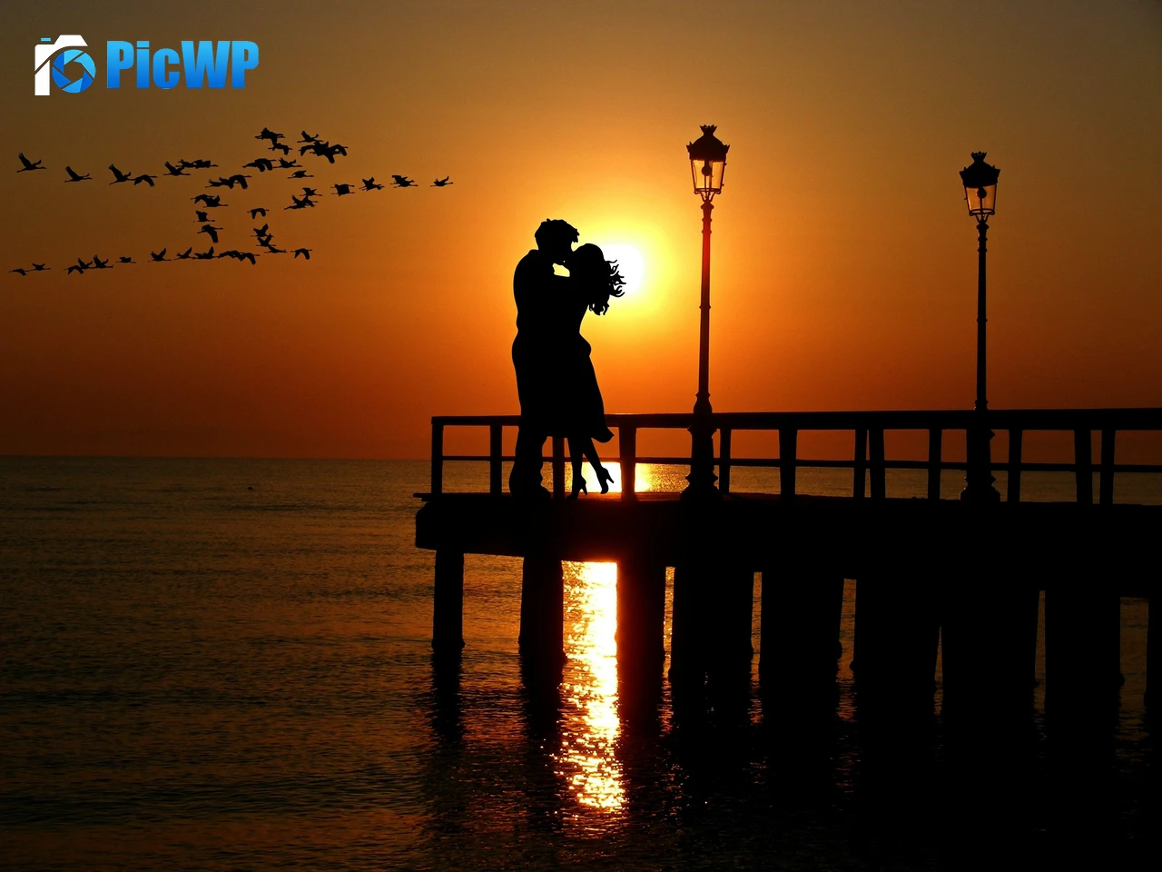 Couple Orange sky 4K PC Wallpaper