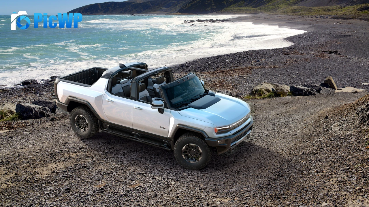 GMC Hummer EV Beach 4K PC Wallpaper