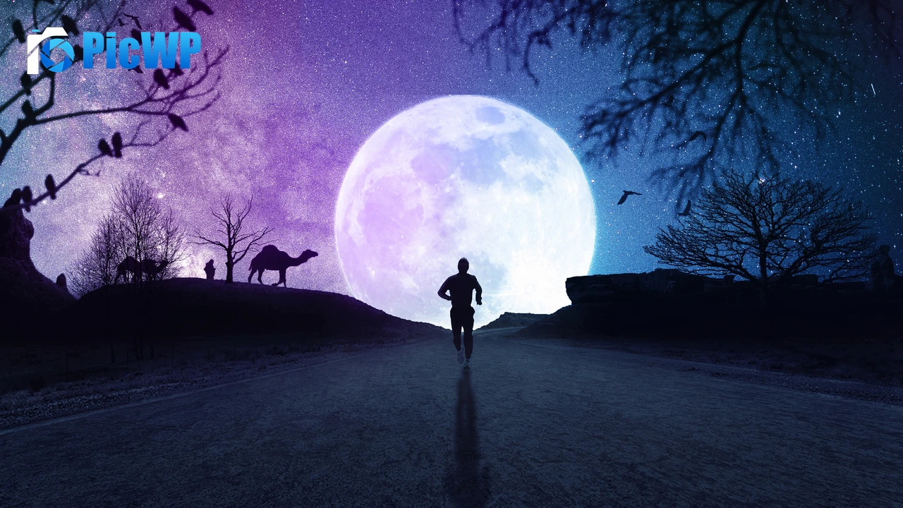 Full moon Neon 4K PC Wallpaper