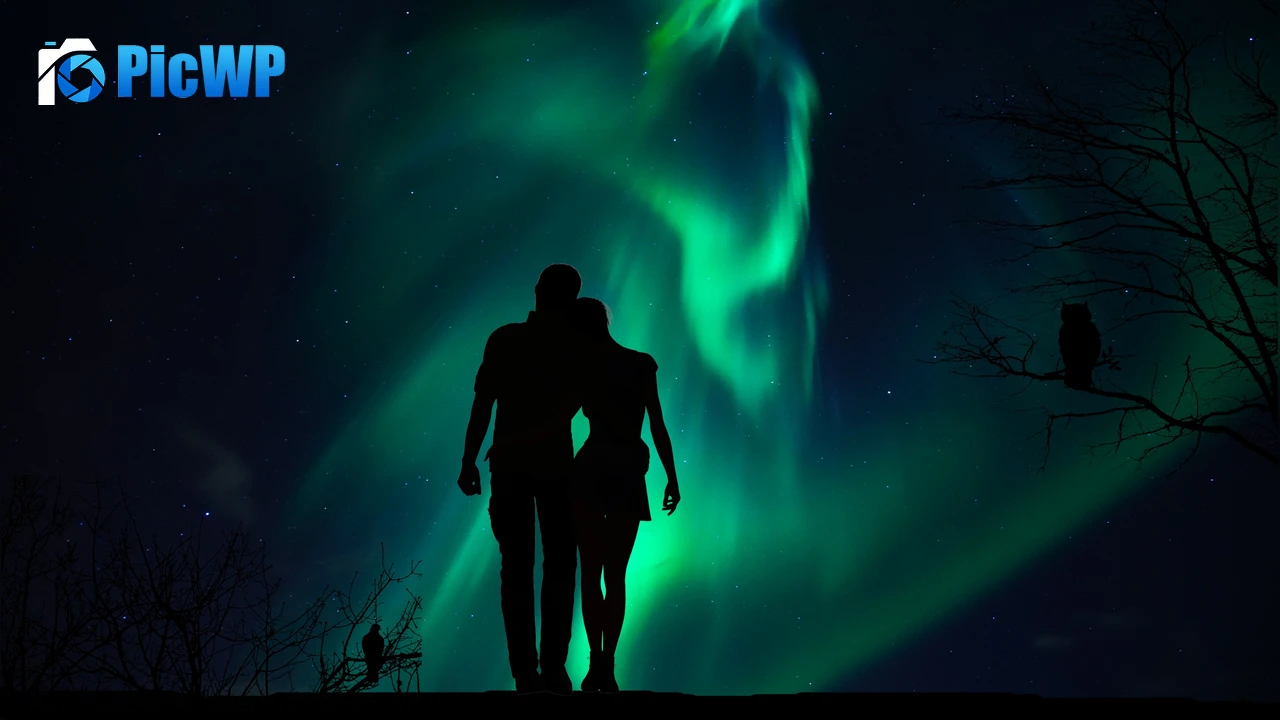Couple Aurora Borealis 4K PC Wallpaper