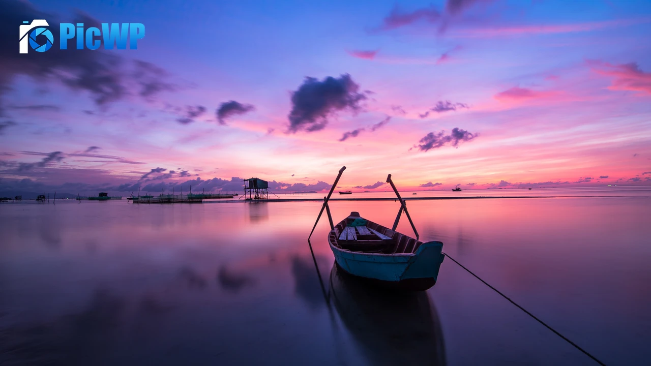 Rowing boat Sunset 4K PC Wallpaper