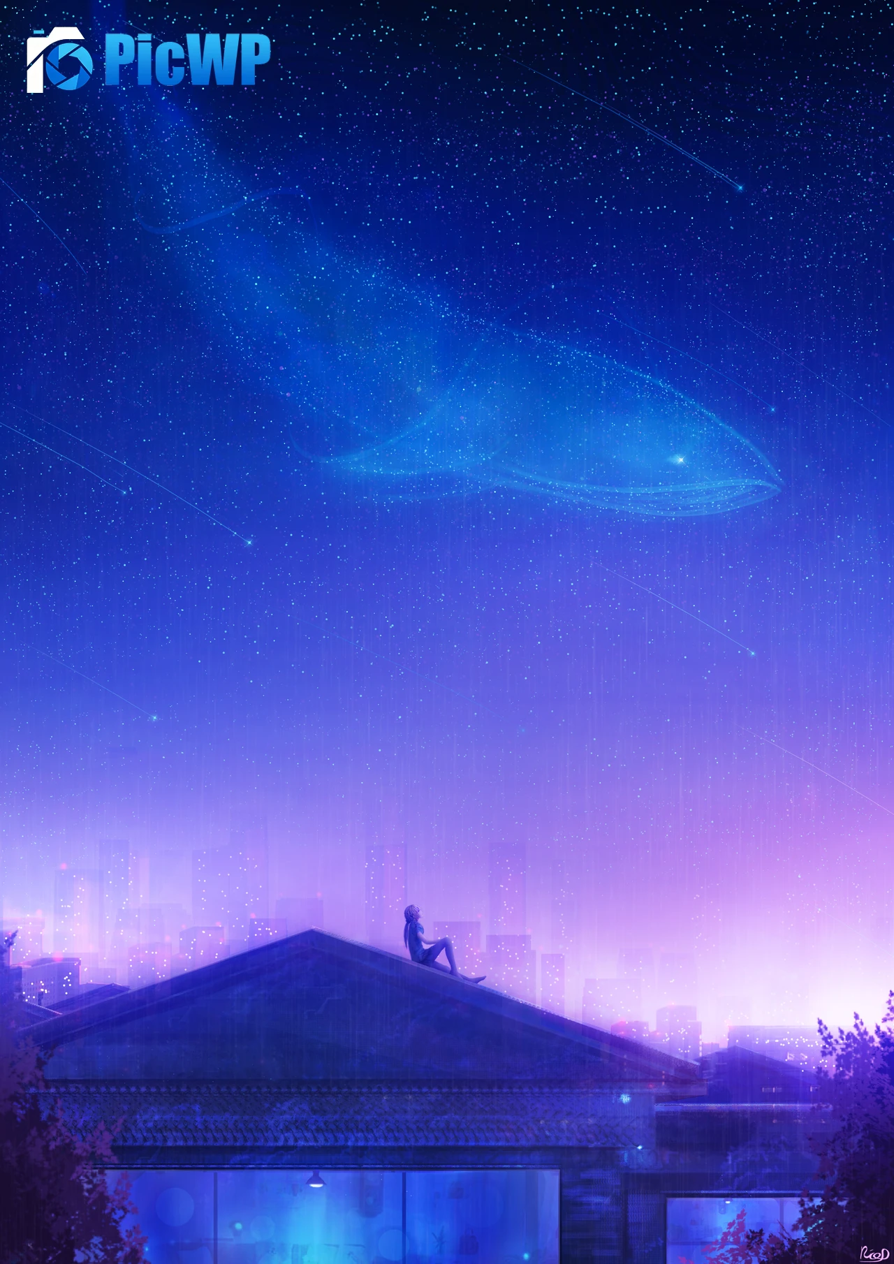 Girl Rooftop 5K Mobile Wallpaper