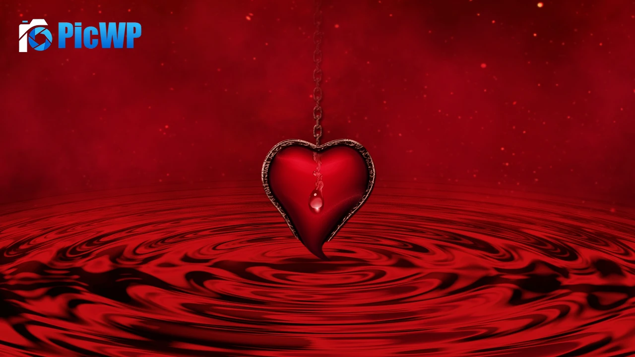 Red heart Water 4K PC Wallpaper