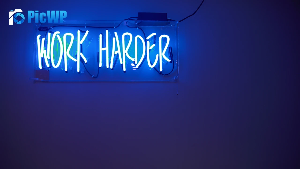 Work harder Neon Lights 4K PC Wallpaper