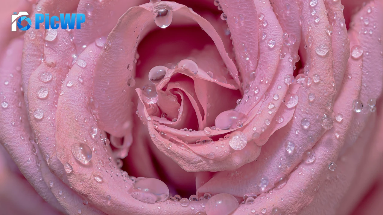 Pink rose Droplets 4K PC Wallpaper