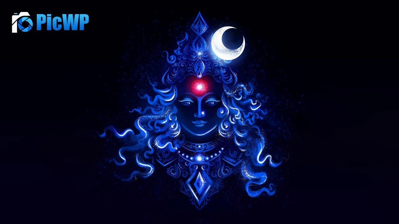 Durga Maa Blue aesthetic 4K PC Wallpaper