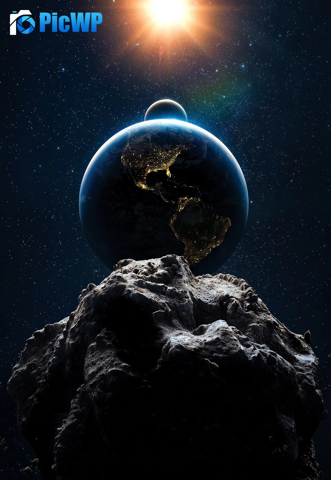 Earth Moon 5K Mobile Wallpaper