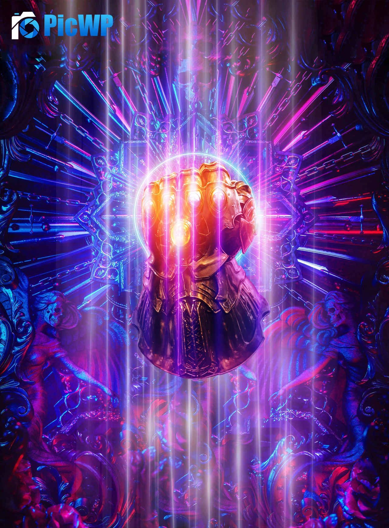 Thanos Infinity Gauntlet iPhone 5K Mobile Wallpaper