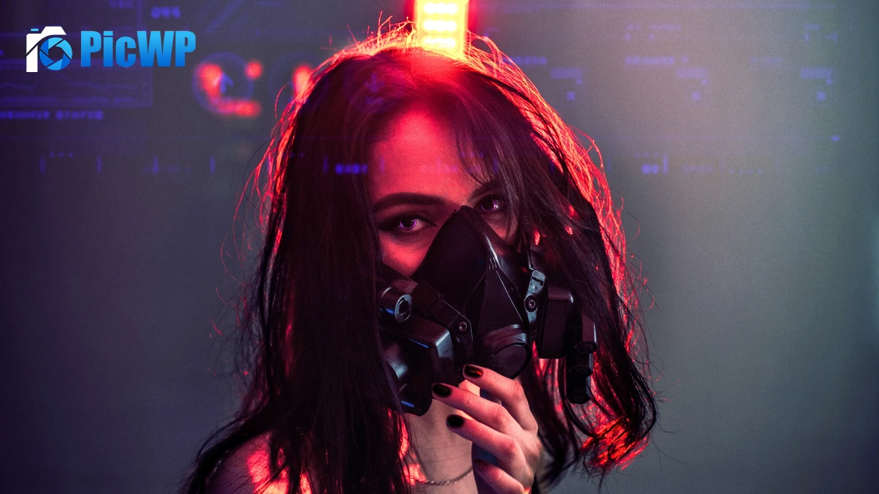 Girl Respirator mask 4K PC Wallpaper