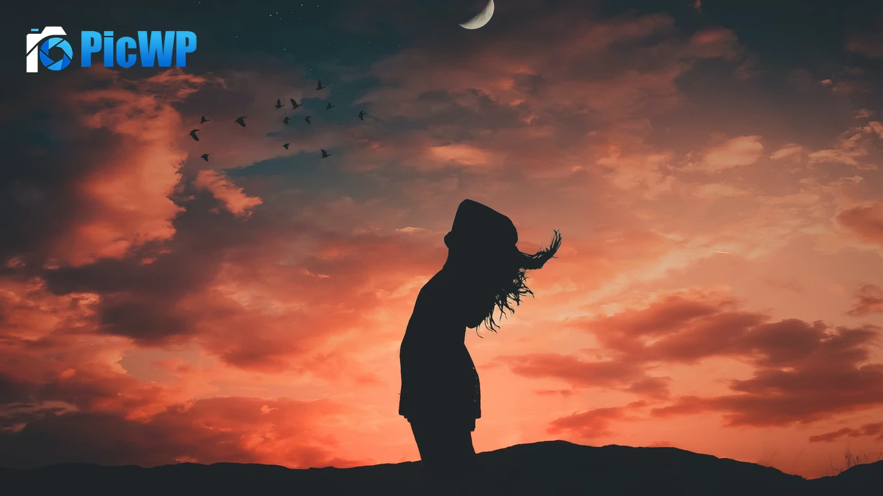 Girl Evening sky 4K PC Wallpaper