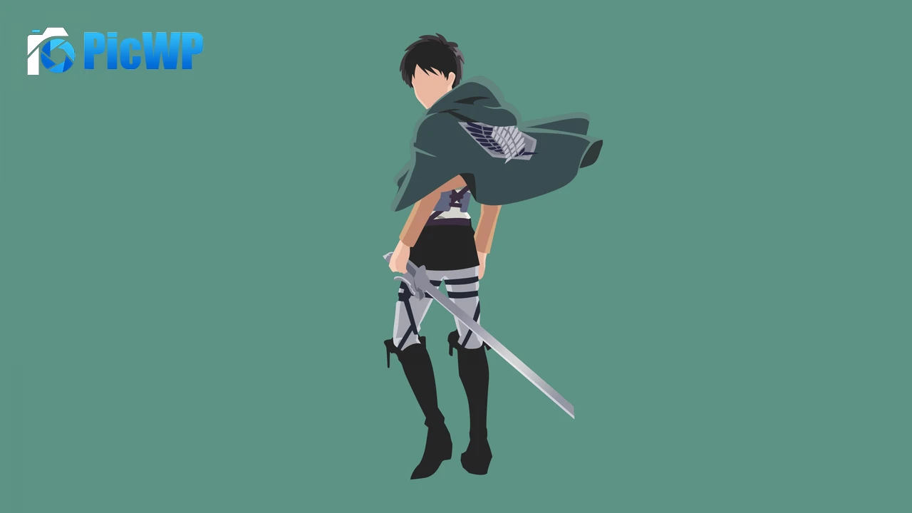 Eren Yeager Teal background 4K PC Wallpaper