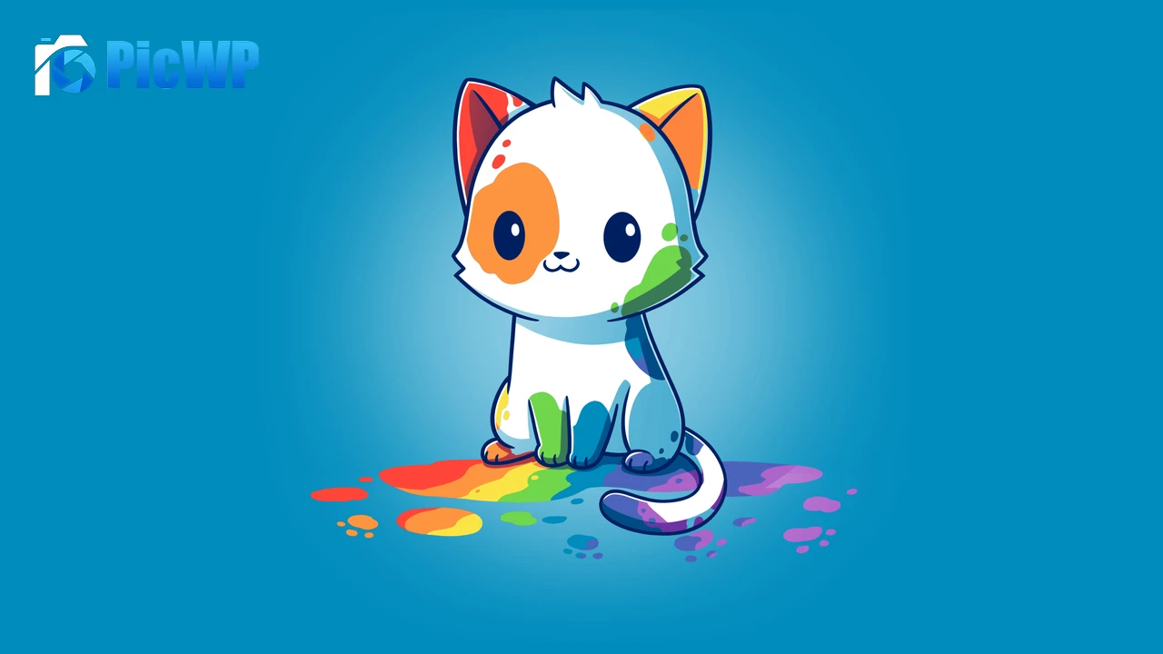 Rainbow cat Blue background 4K PC Wallpaper