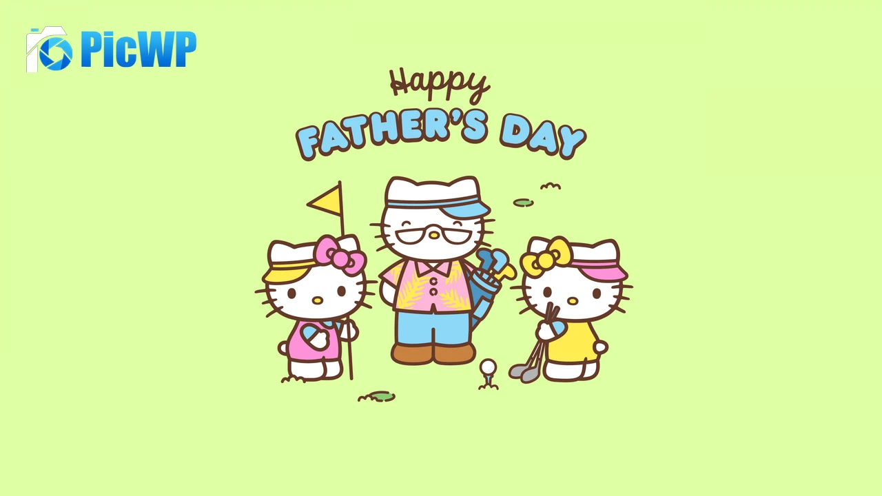 Happy Fathers Day Hello Kitty background 4K PC Wallpaper