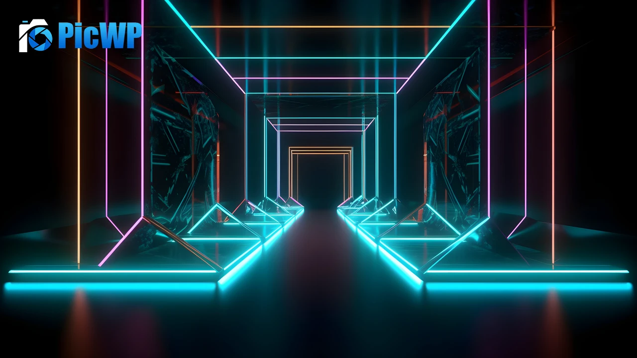 Neon lines Modern interior 4K PC Wallpaper