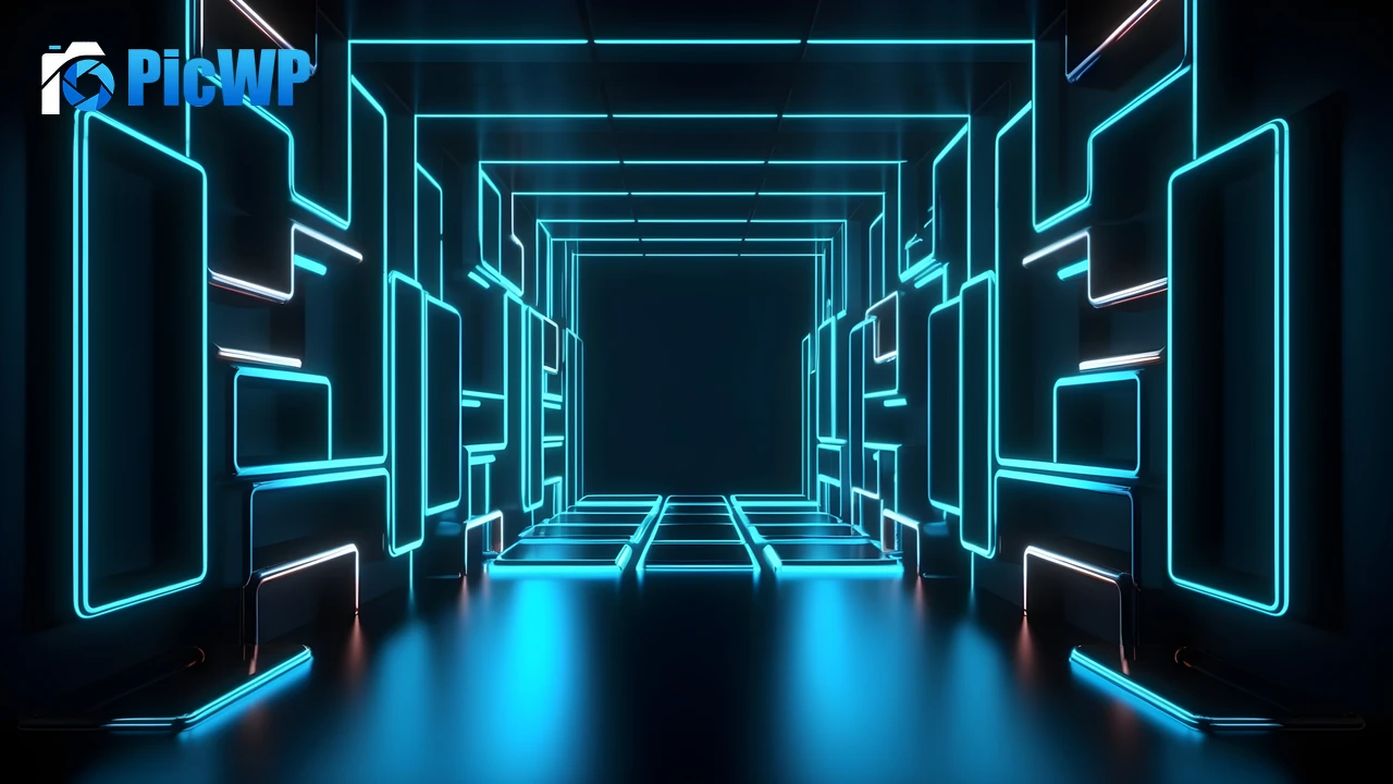 Cyan Neon Lights 4K PC Wallpaper