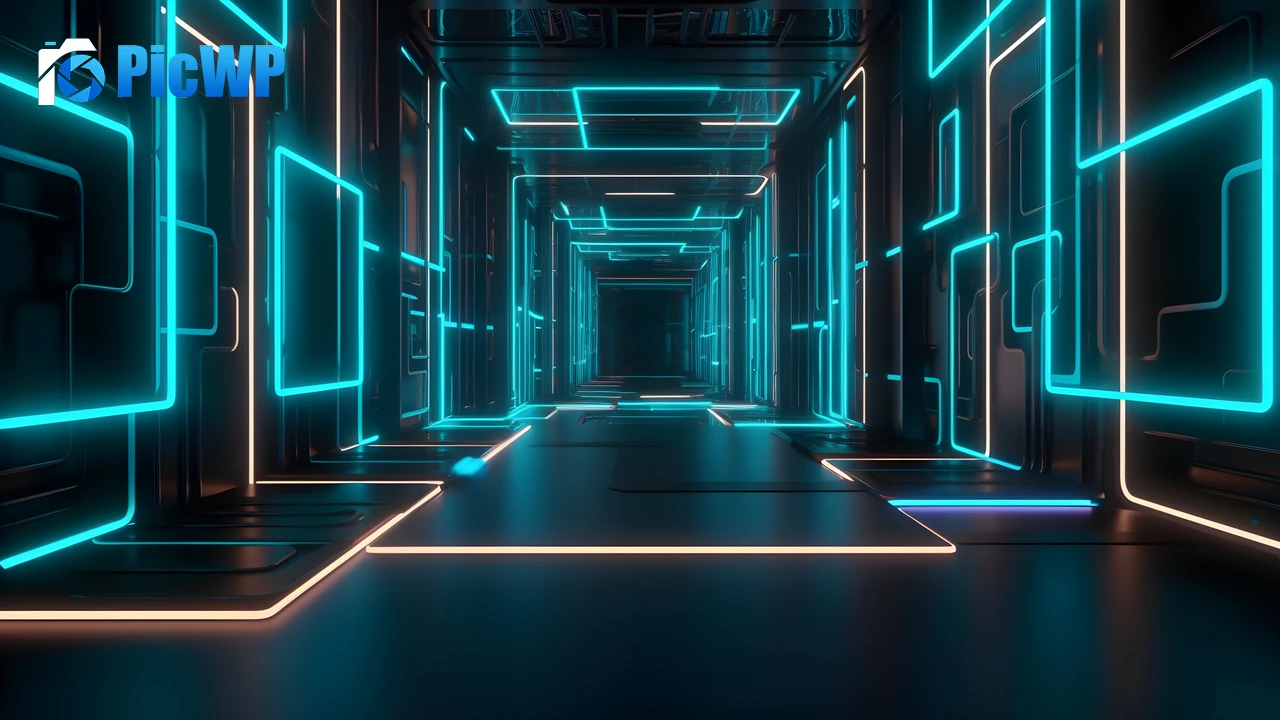 Glowing Neon Corridor 4K PC Wallpaper