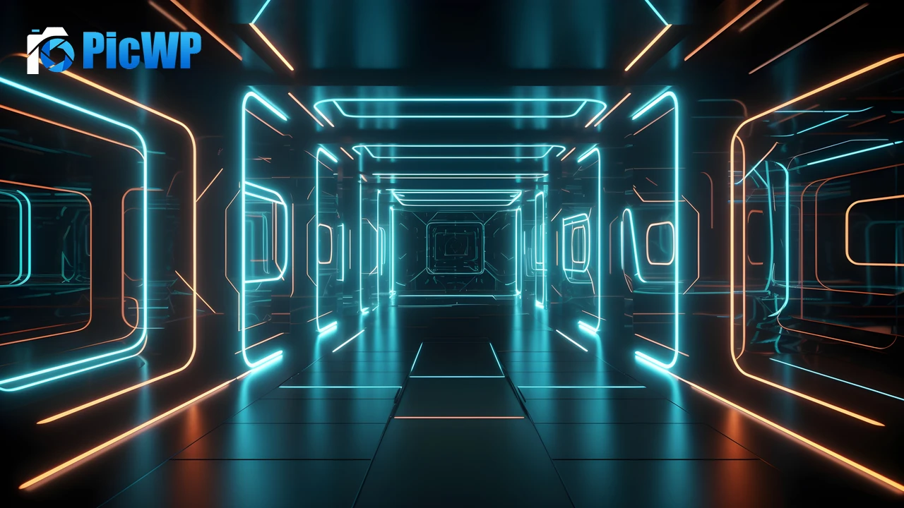Neon Corridor 4K PC Wallpaper