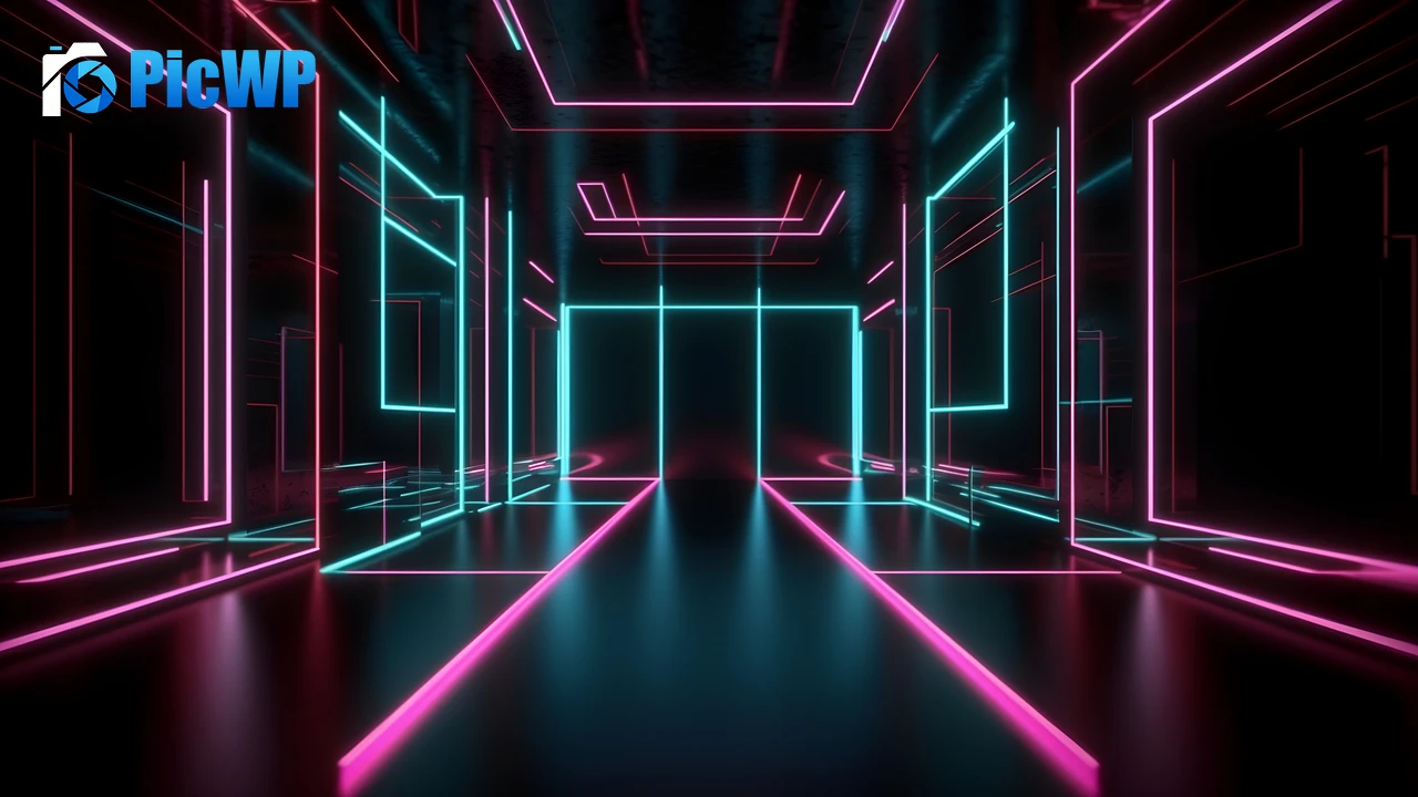 Neon Lights Dark room 4K PC Wallpaper