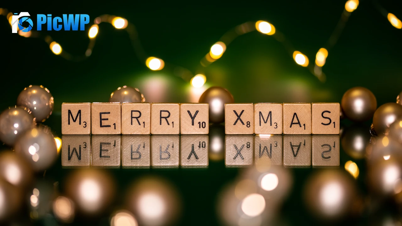 Merry Xmas Scrabble letters 4K PC Wallpaper