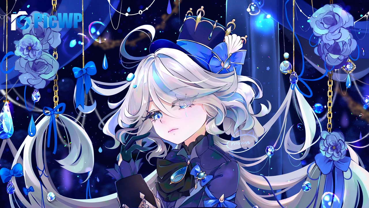 Furina Blue aesthetic 4K PC Wallpaper