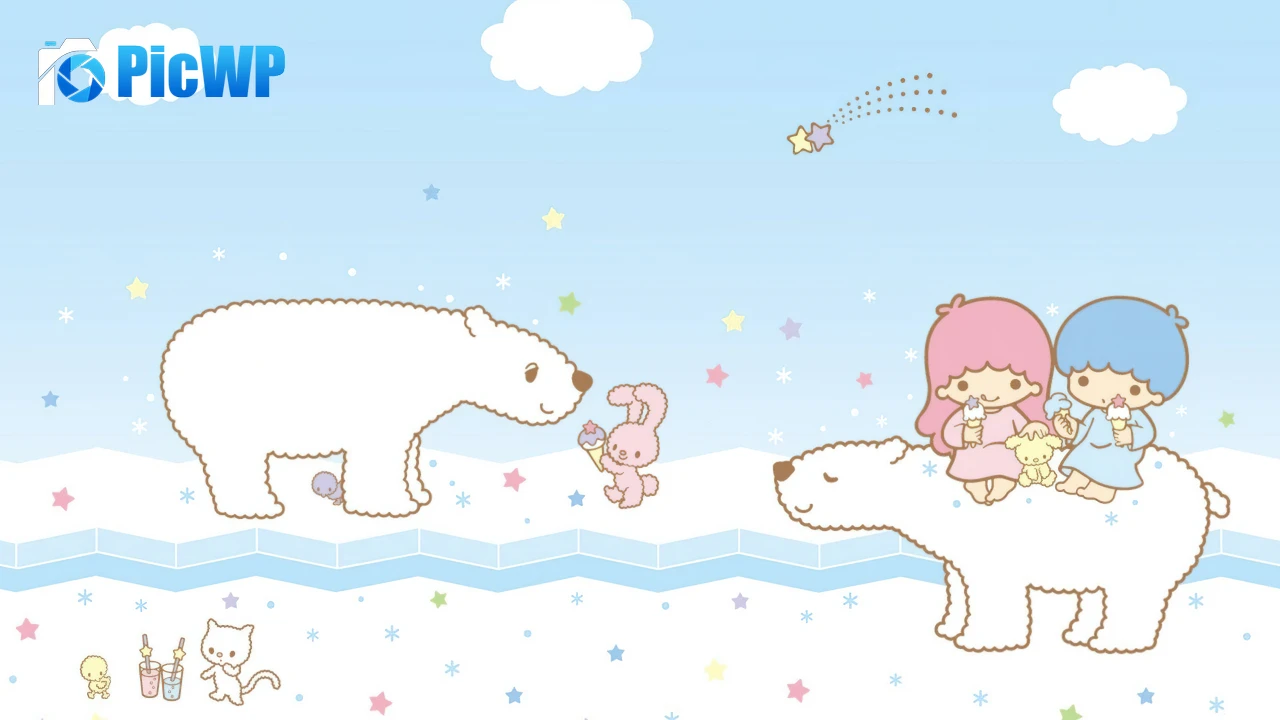 Little Twin Stars Polar bear 4K PC Wallpaper