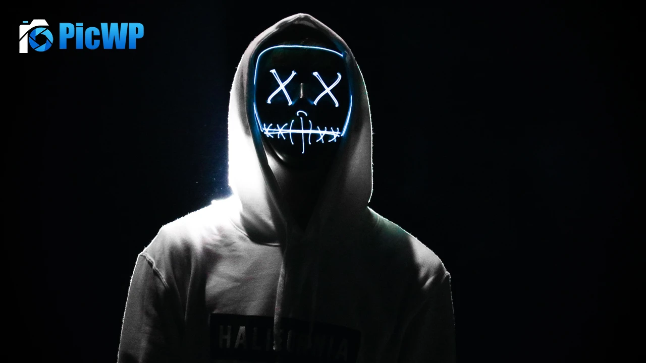 LED mask Hoodie 4K PC Wallpaper