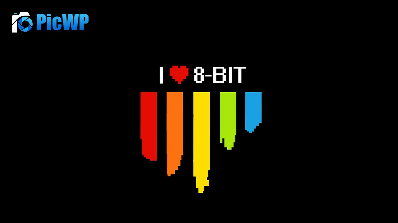 I Love 8-bit Black 6K PC Wallpaper