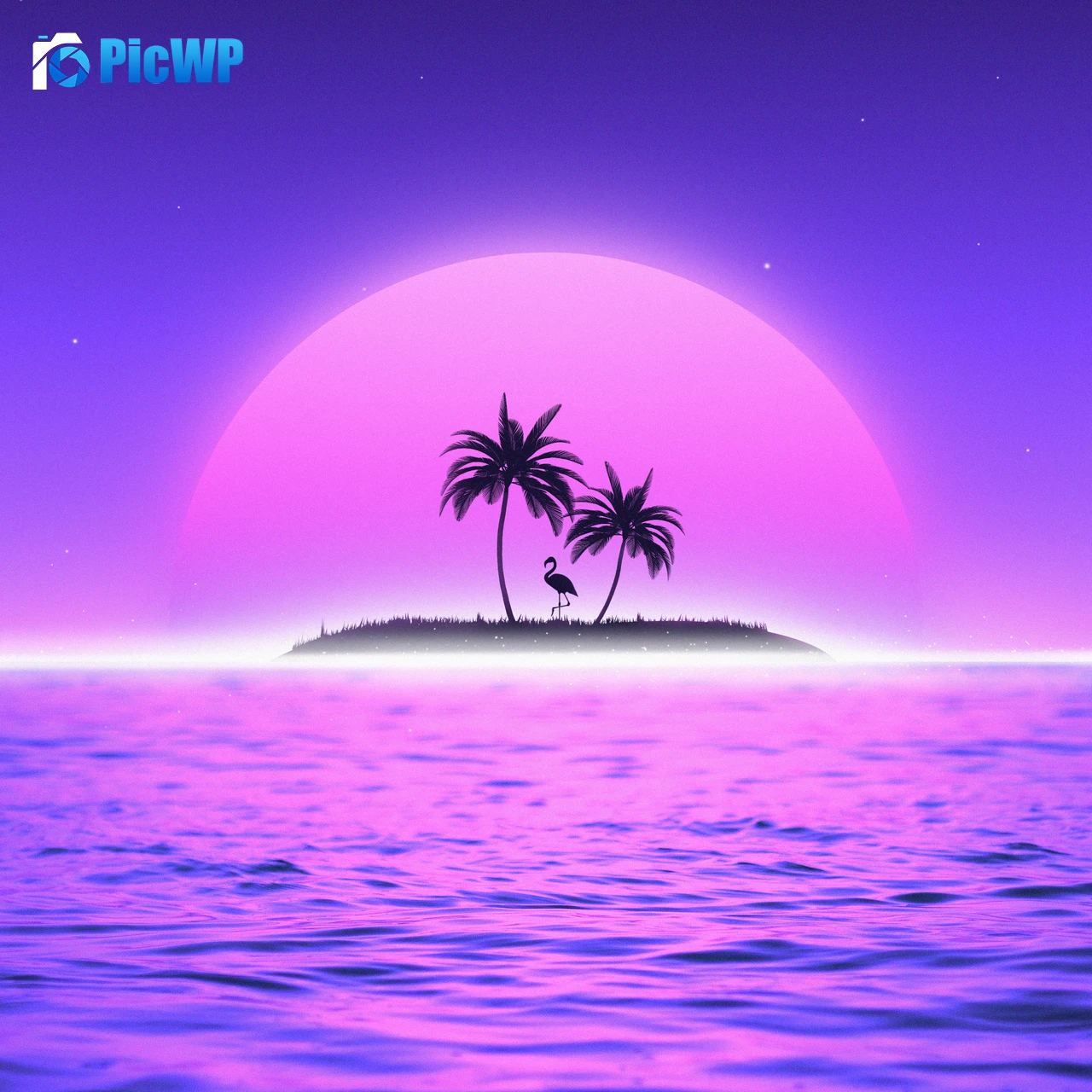 Sunset RetroWave art 6K Fold Wallpaper