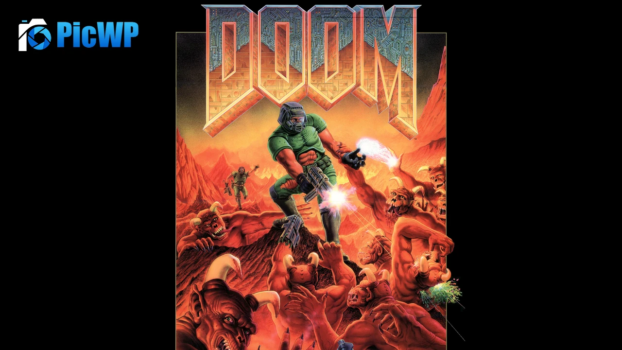 Doom (1993) Cover Art 6K PC Wallpaper