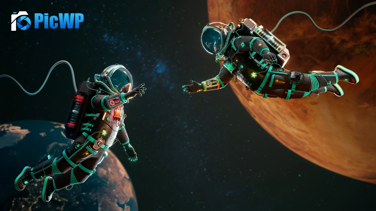 Astronauts Shaking hands 9K PC Wallpaper