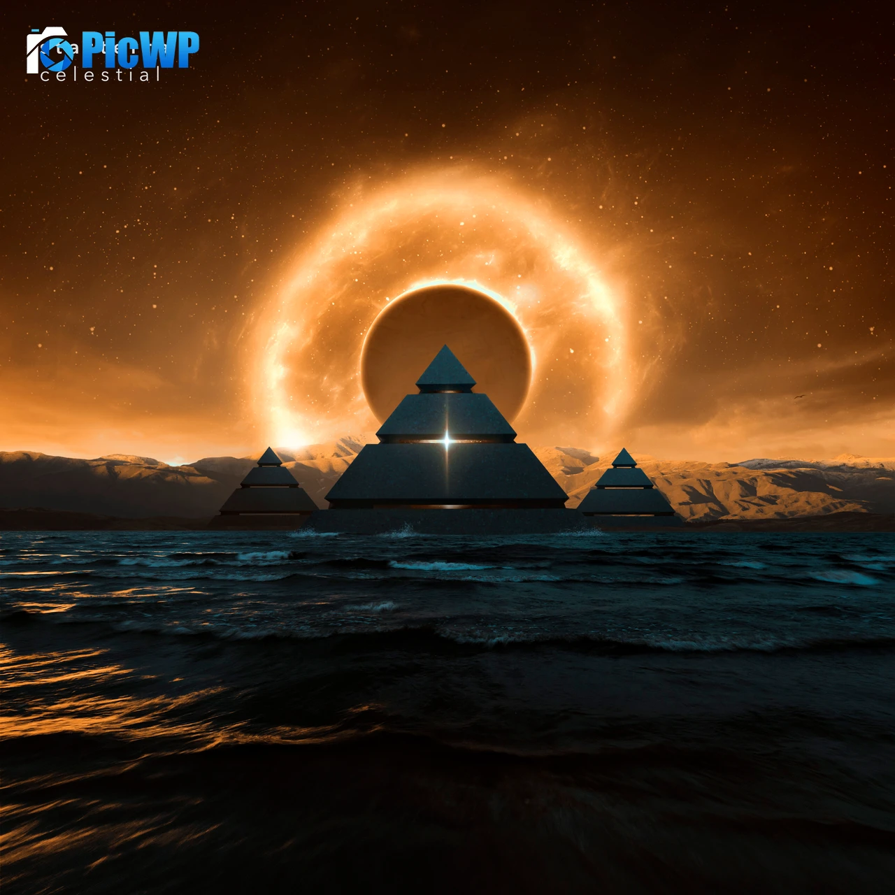 Celestial Pyramids 4K Fold Wallpaper