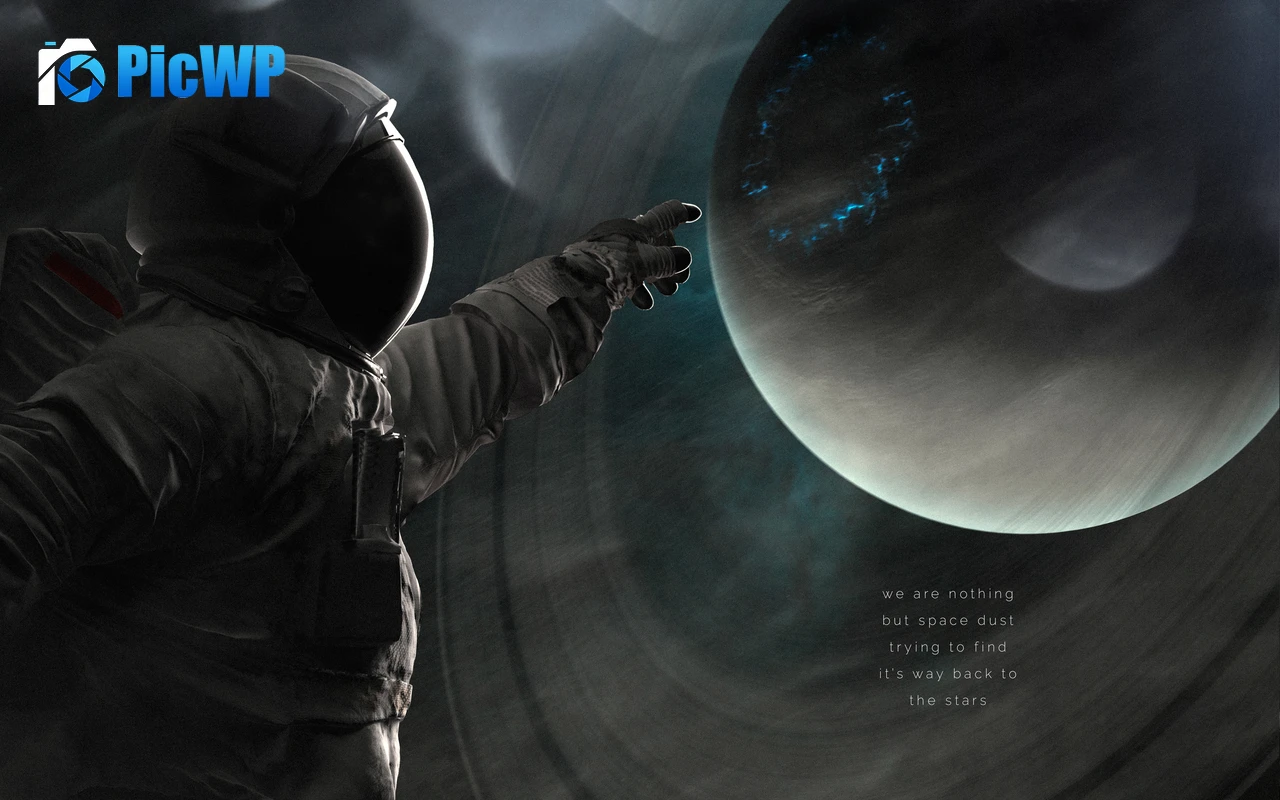Astronaut Saturn 5K PC Wallpaper