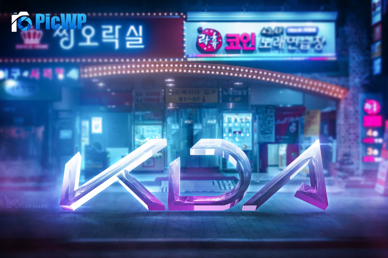 KDA 3D text 6K PC Wallpaper