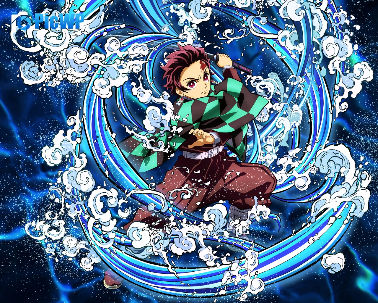 Demon Slayer Tanjiro Kamado Water Breathing 5K PC Wallpaper