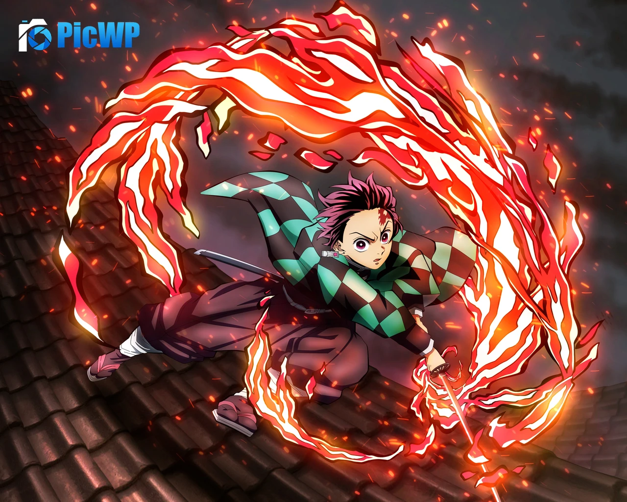 Tanjiro Kamado Hinokami Kagura 5K PC Wallpaper