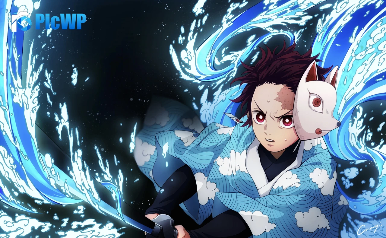 Tanjiro Kamado Warding Mask 4K PC Wallpaper
