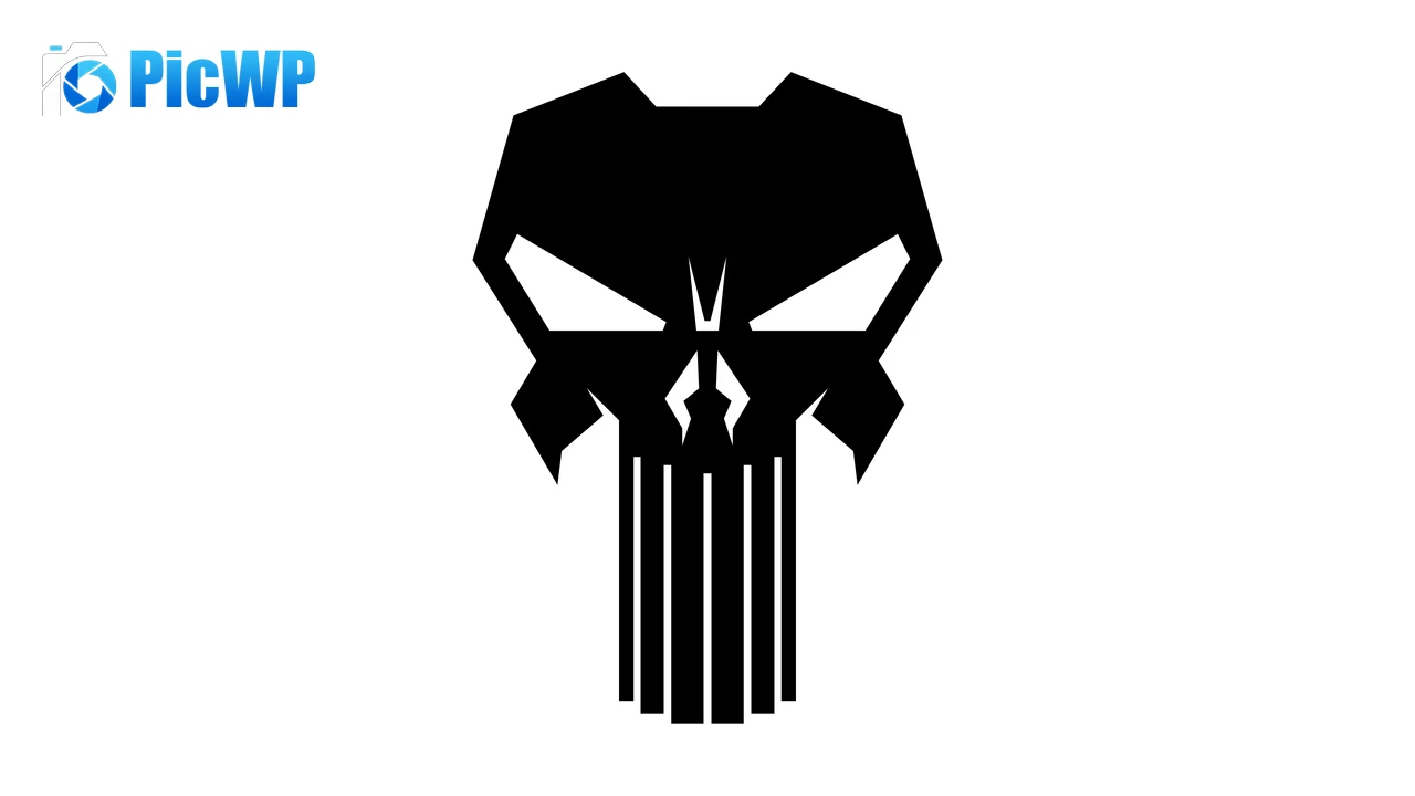 The Punisher logo White background 8K PC Wallpaper