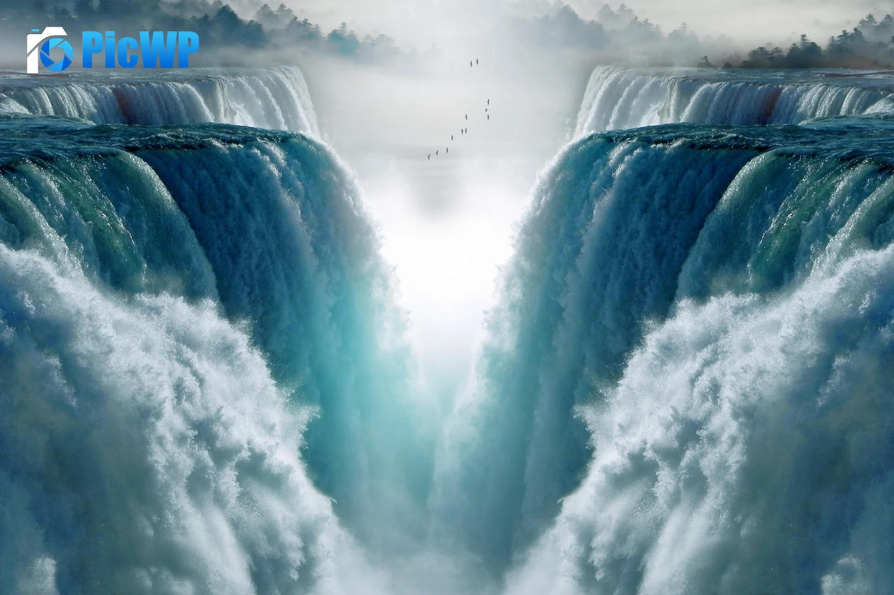 Waterfalls Fog 8K PC Wallpaper