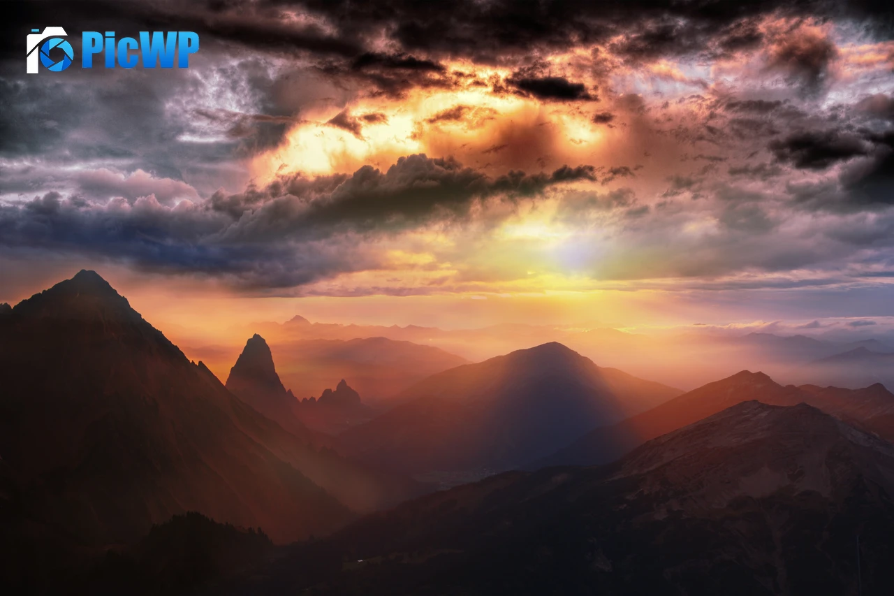 Mountain range Sunset 8K PC Wallpaper
