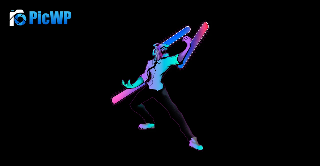 Chainsaw Man Neon art 5K PC Wallpaper