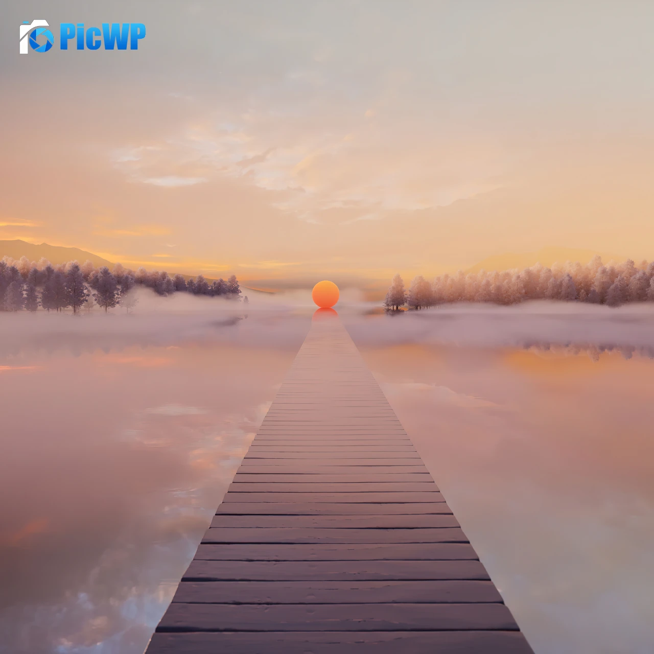 Wooden pier Sun 4K Fold Wallpaper