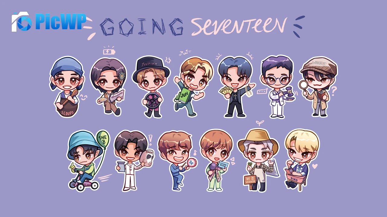 SEVENTEEN Chibi 6K PC Wallpaper